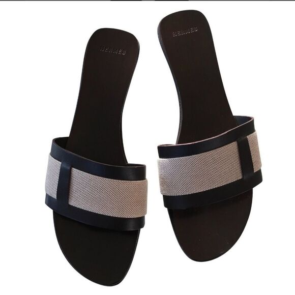Hermès Canvas Clog Sandals - Picture 1 of 12